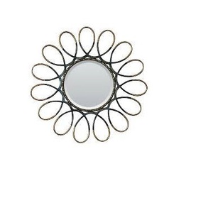 Vente en gros Cadre en alliage de fer Miroir rond décoratif mural style moderne noir et or 60cm 80cm - Product Image 3