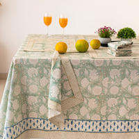 Nappe carrée en coton faite à la main, style indien, écologique, imprimée de motifs floraux, avec logo personnalisé, tailles sur mesure, pour cocktails et mariages