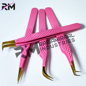RMI ชุดแหนบต่อขนตาสำหรับต่อขนตาปลายพลาสม่าเคลือบด้วยผงสีชมพูสำหรับเด็กทำจากสเตนเลสสตีล - Product Image 6