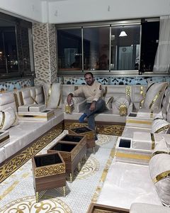 Sofá marroquí Sedari, Yalsa marroquí, salón marroquí, sofá U de lujo, juego de sofá de madera, solo enviamos este producto a Europa - Product Image 5