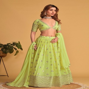 Último diseñador Georgette Zari Bordado Secuencia Trabajo Lehenga Choli Por FabZone - Product Image 2