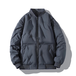 Unisex Poly Winter Baseball <b>Jacket</b> Casual Zip-up Varsity Coat Custom Front <b>Collarless</b> Trench Finished Yarn Dyed Breathable - Product Image 4