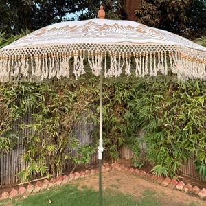 Modern Peach Valance Wooden <b>Frame</b> Parasol Umbrella Manual Control Big Print List Simple Style-New Arrival for Garden Resorts - Product Image 1