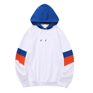 Sudadera con capucha de retazos de invierno Sudadera con capucha de punto en blanco de peso pesado de gran tamaño con mangas de diferentes colores para hombres - Product Image 3