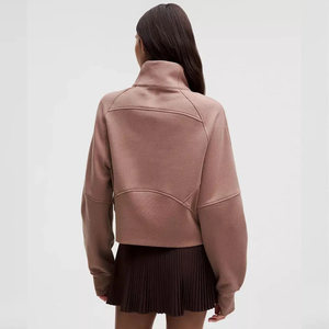 Sudadera Ligera de Media Cremallera para Mujer, Suministro OEM, Mangas Completas, 100% Algodón, Transpirable, Logotipo Personalizado - Product Image 4