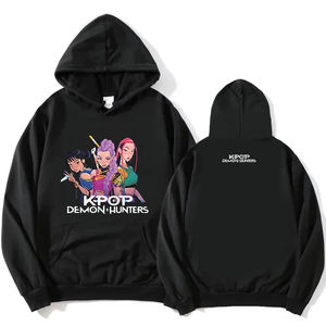 2025 k-pop Demon Hunters Huntrix Logo gráfico pulóveres sueltos de lana mujeres hombres Sudadera con capucha película impresión Top para mujer - Product Image 5