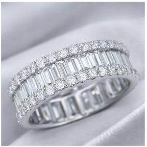 Anillo de Eternidad de Oro Blanco de 10K con Diamantes Cultivados en Laboratorio de Corte Brillante, Unisex, para Compromiso, Boda, Aniversario, Regalos de Lujo - Product Image 4