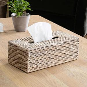 Cubierta rectangular para caja de pañuelos Acabado natural lavado Hecho de mimbre tejido a mano Tejido ajustado para un acabado resistente - Product Image 2