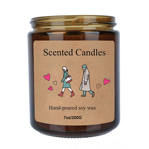 7oz Amber Glass Jar Scented <strong>Candles</strong> Handmade Soy Wax <strong>Aroma</strong> with Illustrated Personal Label Factory Home Decor Gifts - Product Image 3