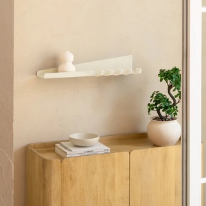 Porte-manteau mural pliable minimaliste moderne avec étagère, organisateur d'entrée en métal blanc scandinave pour cuisine et salle de bain - Product Image 4
