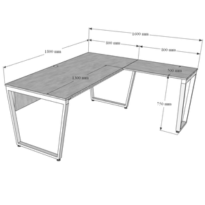 Bureau de direction en forme de L, design minimaliste et luxueux avec pieds en fer trapèze, contreplaqué mélaminé HBTC039 pour chambre et bureau - Product Image 6