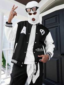 Vêtements d'hiver College Baseball Jacket pour hommes Noir et blanc Varsity Outerwear Street Style Premium Quality Custom Wholesale - Product Image 5