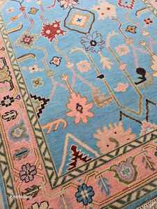 Tapis à nœuds noués à la main de haute qualité tapis d'intérieur à motif papillon en laine touffetée avec travail brodé pour le salon, la chambre à coucher - Product Image 6