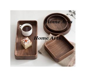 Ensemble de 4 plateaux de service en bois faits à la main, différentes tailles et formes, plateau de service pour le thé et le café par Home Arts - Product Image 1