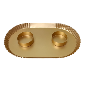 Best Material Round Aluminum <b>Serving</b> <b>Tray</b> With Antique <b>Gold</b> Leaf Design Luxury Decorative Centerpiece For Home And Dining Decor - Product Image 4