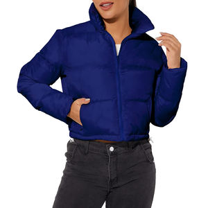 Chaqueta acolchada de plumón ligera personalizada para mujer, abrigo de burbujas acolchado recortado con cierre de cremallera, chaqueta de invierno hinchada - Product Image 1