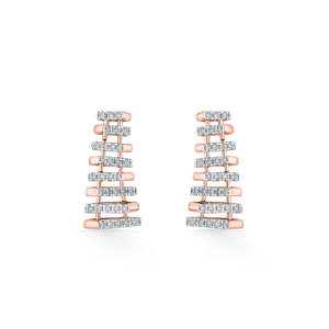 Boucles d'oreilles Arinya Grille en or rose et diamants - Product Image 3