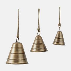 Three Piece Rustic Brass Bell Set with Antique Finish for Farmhouse Home <b>Decor</b> & Artistic Wall Accent Display Styling - Product Image 6