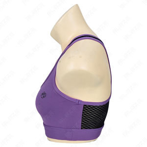 Soutiens-gorge de sport personnalisés en spandex/nylon, confort et maintien, taille élastique, yoga, uni, mi-taille, longueur intégrale, extensible dans les quatre sens, couleur contrastée - Product Image 3