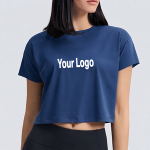 Hot Selling Premium Quality Solid Color Crew <b>Neck</b> Crop <b>Top</b> Fit T-Shirt Custom Printing logo Hip Hop style Women's T-Shirt - Product Image 4