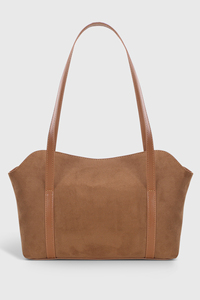 Bolso Tote de Gamuza Camel con Logotipo Personalizado, OEM ODM, Bolso de Hombro para Mujer - Product Image 2