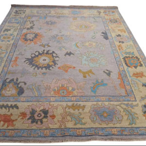 Pastel Oushak Alfombra Anudada a Mano 8x10 Alfombra Rosa Suave con Patrón Abstracto Cómodo Tamaño 5x8 - Product Image 1