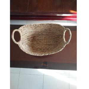 L80 Panier de rangement ovale multifonction de couleur naturelle, fabriqué à la main, jacinthe d'eau, pour boissons, aliments et fruits, nouveau - Product Image 1