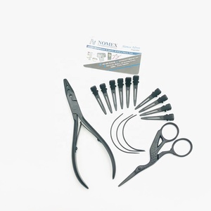 Professional Hair Extension Tools Kit Stainless Steel <b>Plier</b> with <b>small</b> Scissor and Hair Clips Matte Black Color Private Label - Product Image 5