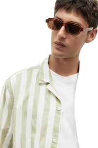 Vêtements confortables de longueur régulière pour hommes de marque personnalisée Top tissé en coton 100% Tendance à manches courtes rayé Prix de gros Chemises de villégiature - Product Image 3