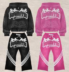 ชุดวอร์มสำหรับผู้ชายพิมพ์ลายริ้วแบบกำหนดเองแนวสตรีทใส่ได้ทุกเพศ - Product Image 2