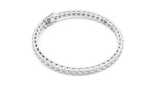 Bracelet tennis en or rose 14 carats plaqué or avec diamants de laboratoire ronds pour femmes, luxe, mariage |   Nouveau diamant cultivé - Product Image 4