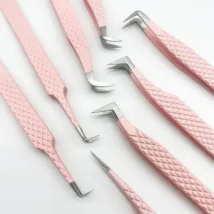 Pinzas de pestañas coloridas de acero inoxidable con punta de fibra Herramienta de belleza única y práctica - Product Image 2