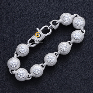 Nouvellement Adorable 10K Or Blanc Unisexe Hip Hop Bracelets Entièrement Glacé Brillant Cut Lab Grown VVS Clarity Diamonds pour Cadeaux Parties - Product Image 4