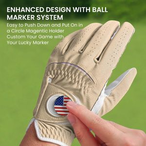 Gants de golf anti-rétrécissement Cabretta avec technologie BALL imprimés doigts extensibles respirants gants de golf en cuir confortables - Product Image 4
