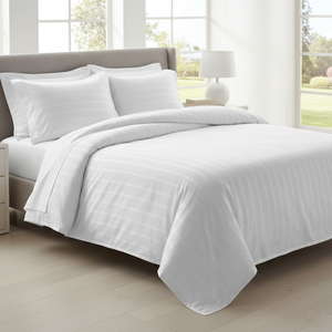 Juego de Sábanas de Lujo de 300 Hilos para Hotel y Hogar, Sábanas Dobles Lisas a Rayas, con Protección Antiácaros, Cómodas para Uso Diario - Product Image 4