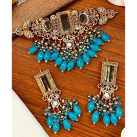 Collier ras de cou en or plaqué or de haute qualité avec perles et diamants Kundan, nouveau design, avec boucles d'oreilles, ensembles de bijoux de mariée traditionnels indiens