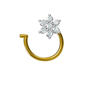 Elegant Minimalist 18K Fine <b>Nose</b> <b>Pin</b> for Women Traditional to Modern Gold Plated Diamond Jewelry Everyday Grace in Yellow Gold - Product Image 1