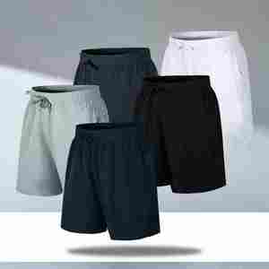 Pantalones Cortos Deportivos para Hombre, Pantalón Informal, Tejido Transpirable, Elástico, Cintura Media, Patrón Sólido, Teñido Liso, Novedad - Product Image 1