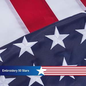 Luxury 3x5 Feet American <b>Flag</b> Banner Cotton with Gold Fringe Heavy Duty Polyester US Embroidered Stars <b>Pole</b> Sleeve Style - Product Image 5