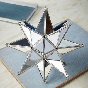 <b>Moroccan</b> Star <b>Lantern</b> Pillar Holder Handmade Silver Mirror Luxurious Elegant Christmas Home Decoration - Product Image 1