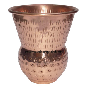 Vidrio de cobre puro Ayurvédico tradicional Ideal para el agua potable diaria Cocina Comedor y beneficios de bienestar a precios razonables - Product Image 2