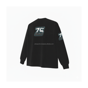 Sudadera de mezcla de algodón pesado GSM 320 de alta calidad, tela negra cómoda con sudadera básica con estampado de soplo - Product Image 4