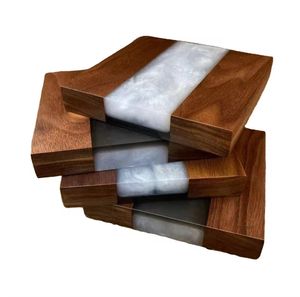 Venta superior Posavasos moderno de madera y resina lado a lado Nueva artesanía con tema del océano para el Día de San Valentín - Product Image 1