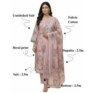 Ensemble de costume 3 pièces pour femme Kriti International, imprimé numérique floral, léger, en rayonne rose, longueur genou, trois-quarts, pour l'été - Product Image 6