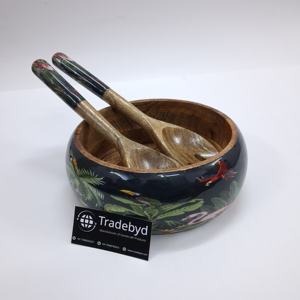 Bol rond en bois d'acacia durable fait à la main pour la maison ou le restaurant servant des salades collations aux fruits - Product Image 4