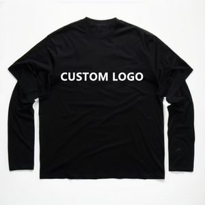 เสื้อยืดแขนยาวคู่สำหรับผู้ชายซักด้วยกรดซักแบบลำลองซักได้สองชั้น - Product Image 1