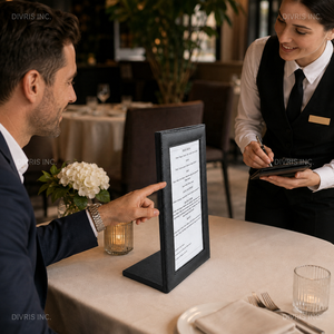 Support de menu en cuir PU noir DIVRIS avec plusieurs pages pour restaurants et hôtels - Product Image 5