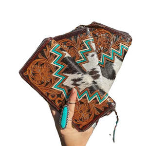 ชุดกระเป๋าสตางค์หนังแท้สำหรับผู้หญิง ดีไซน์ทันสมัย แบบพับสามตอน พร้อมซิปปิด ป้องกัน RFID สไตล์วินเทจ ซับในไนลอน - Product Image 1