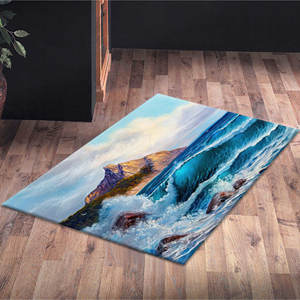 Tapis imprimé paysage naturel, lavable en machine, antidérapant, avec poils doux - Product Image 5
