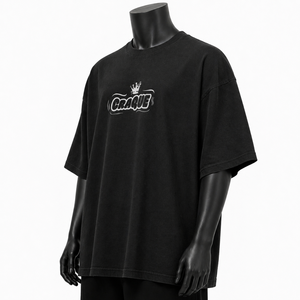 T-shirt en coton noir surdimensionné personnalisé pour homme, style streetwear, imprimé graphique, coupe ample, décontracté, été, vintage, délavé - Product Image 3
